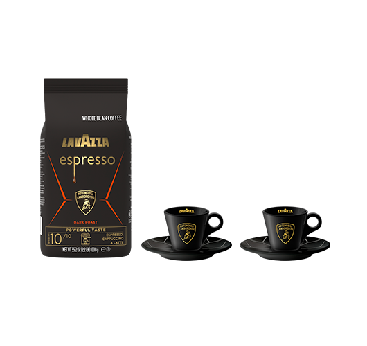 Lamborghini-Set: Espresso Bohnen + Tassen